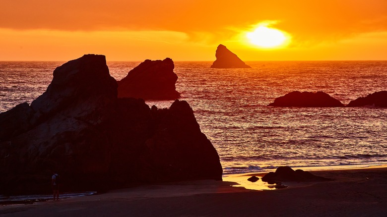 sunset at harris beach in Oregon