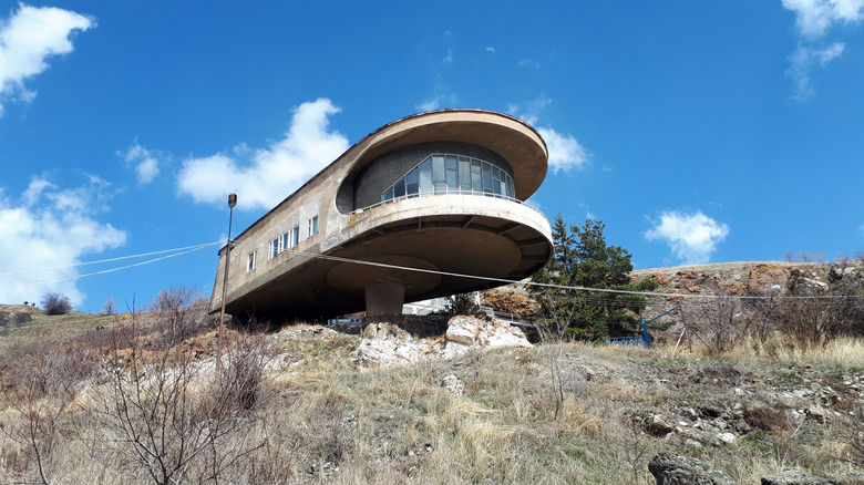 Writer's House on the shores of Lake Sevan, Armenia, a spaceship-like Soviet-era building