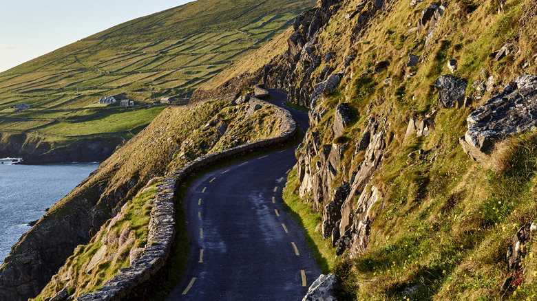 A narrow road winding along Ireland's west coast