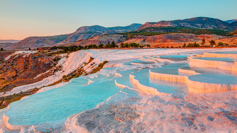 Sunrise over the Pamukkale hot springs