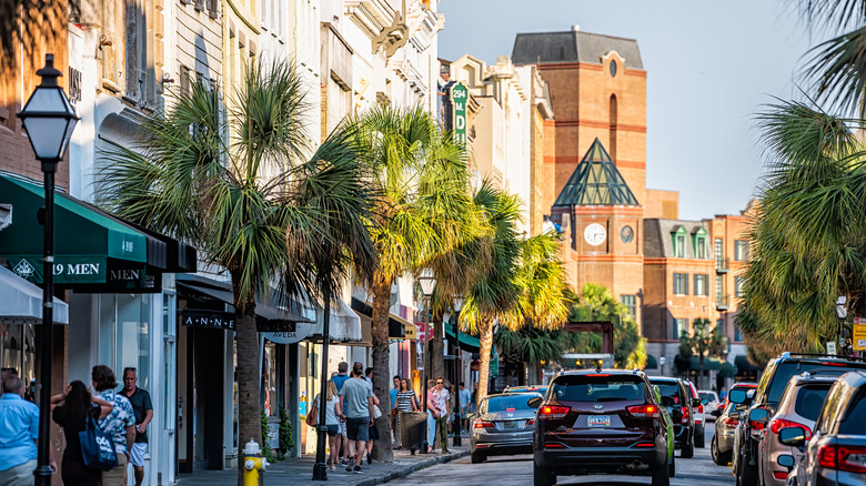 Bustling King Street in Charleston