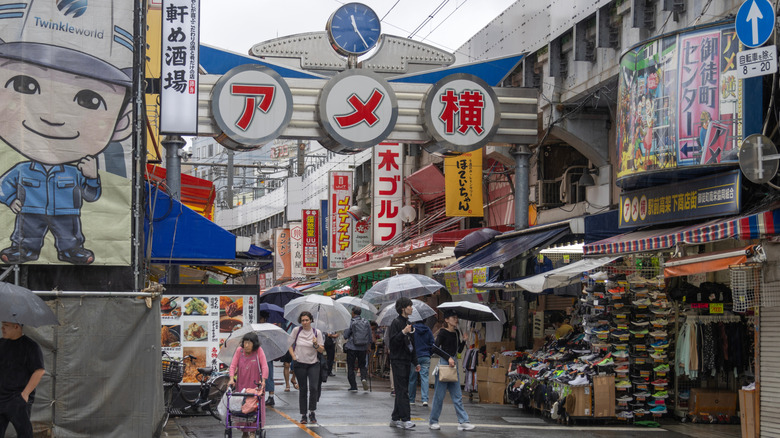 A view of Ameyoko Market in Tokyo, Japan