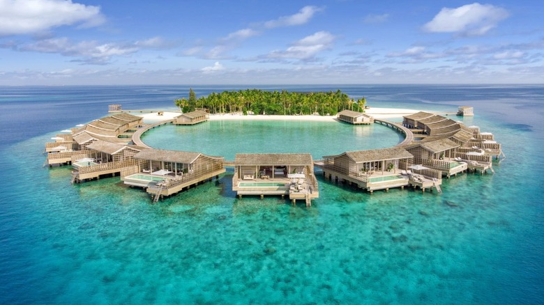 Aerial image of Kudadoo Private Island by Hurawalhi in the Lhaviyani Atoll in the Maldives