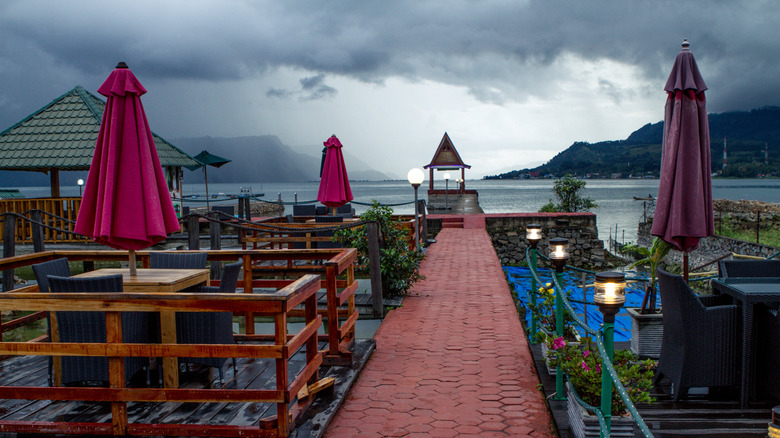 A hotel overlooking Lake Toba in Tuktuk Siadong, Sumatra, Indonesia