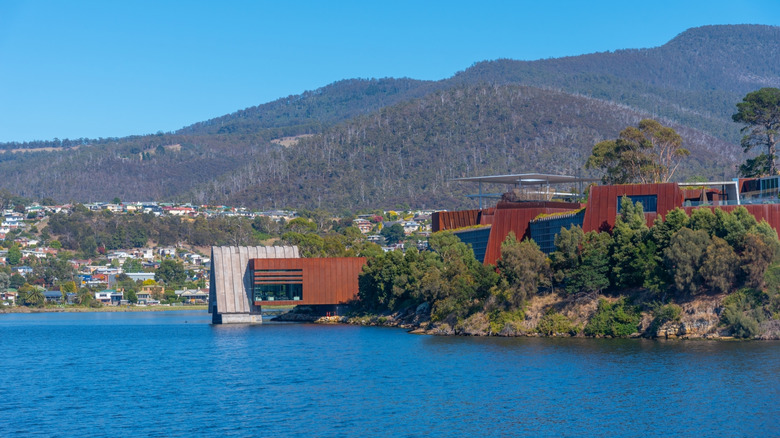 Exterior of the MONA Museum of Old and New Art in Hobart, Tasmania, Australia