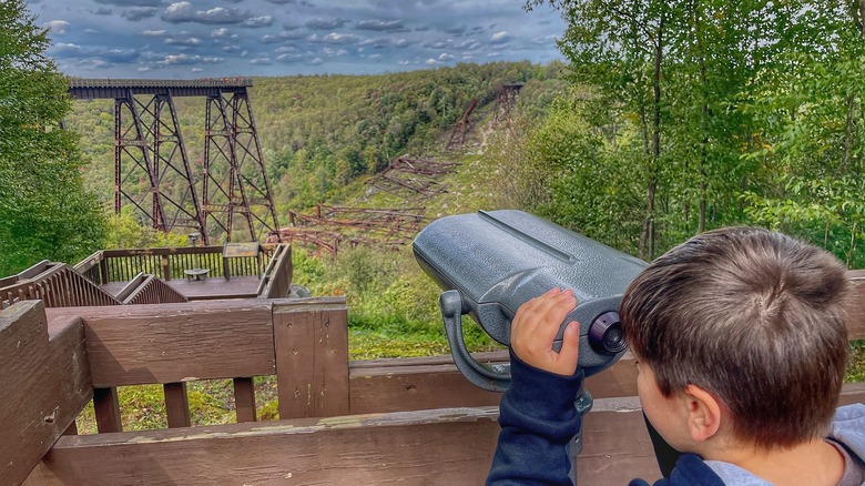 Child with binoculars in Kinzua Bridge State Park