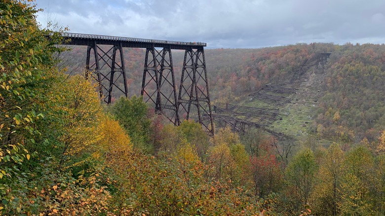 Kinzua Bridge skywalk in forested landscape