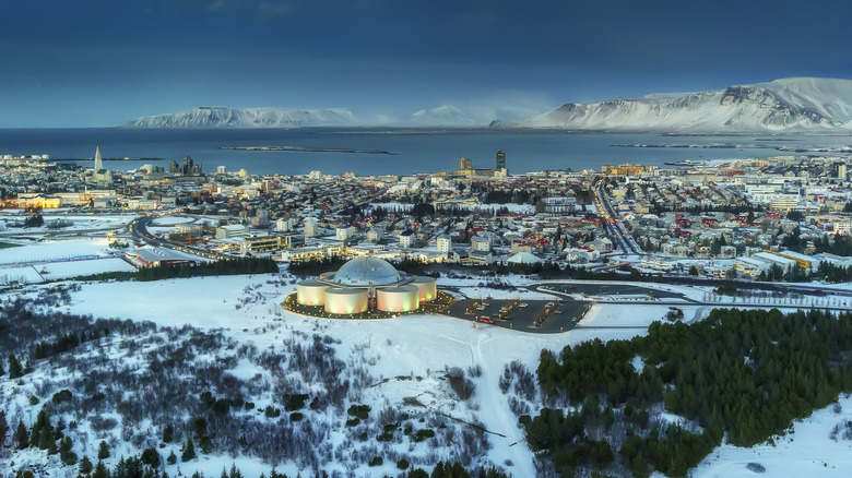 Arial view of Reykjavík, Iceland