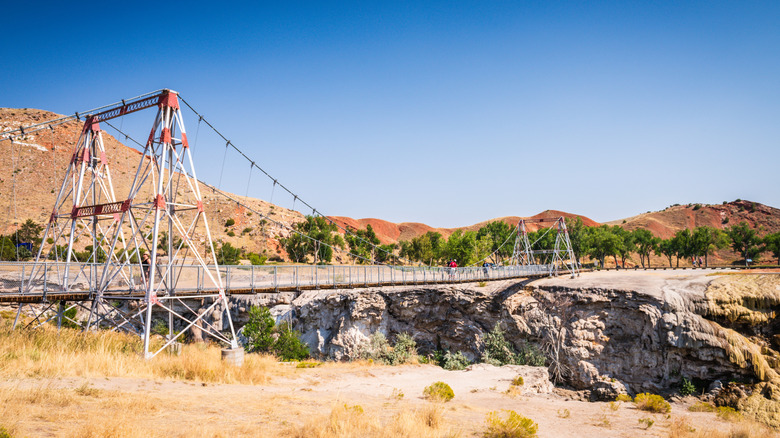 The "swinging bridge" in Hot Springs State Park in Wyoming