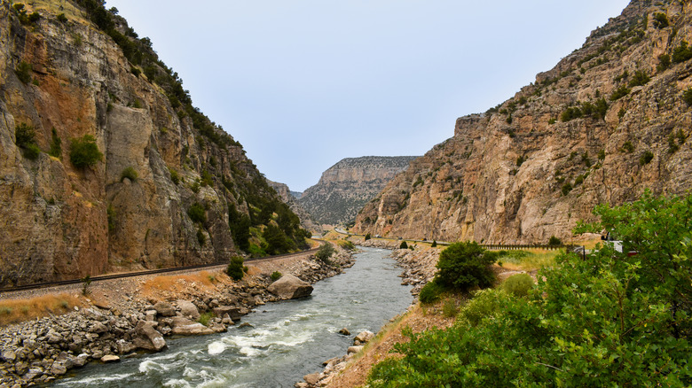 A small section of the Wind River Canyon Scenic Byway in Wyoming