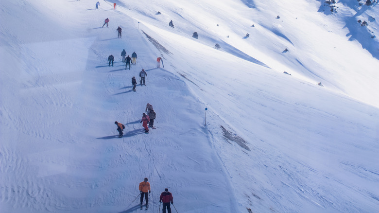 Skiers on the slopes in Andorra