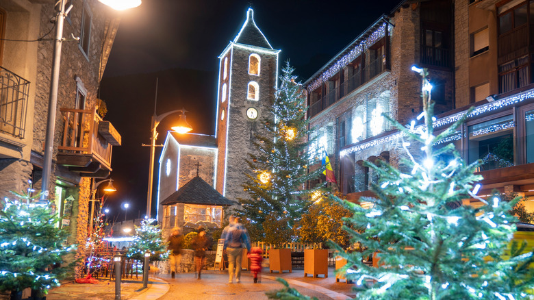 An Andorra village decorated for Christmas