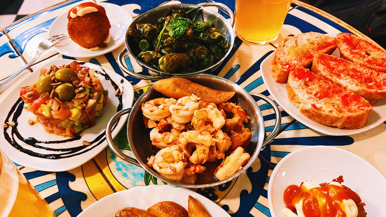 Different tapas on a table