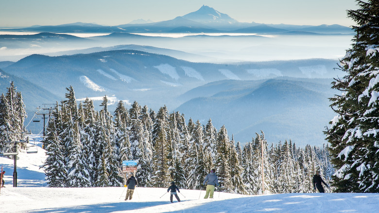 Skiiers at Timberline Lodge & Ski Area