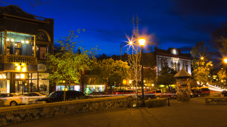 Downtown Ashland, Oregon, by night