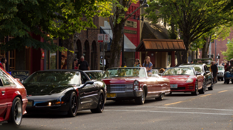 Vintage car rally in downtown McMinnville, Oregon