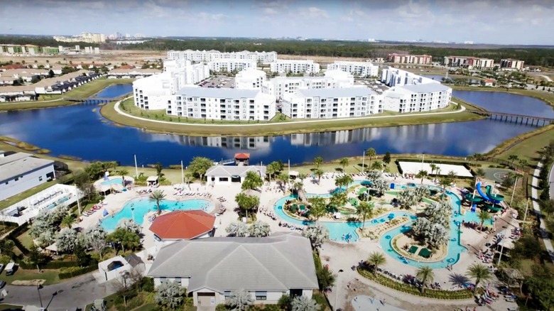 Aerial view of Storey Lake Resort lazy river in Kissimmee, Florida