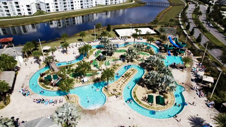 Aerial view of Storey Lake Resort lazy river in Kissimmee, Florida