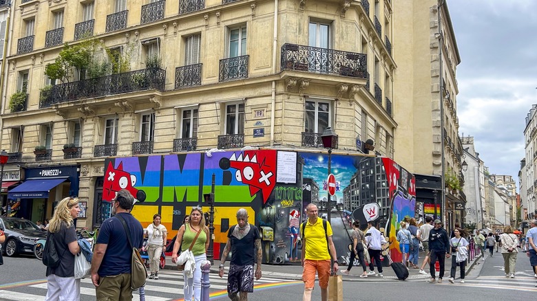 rainbow lines streets of Marais