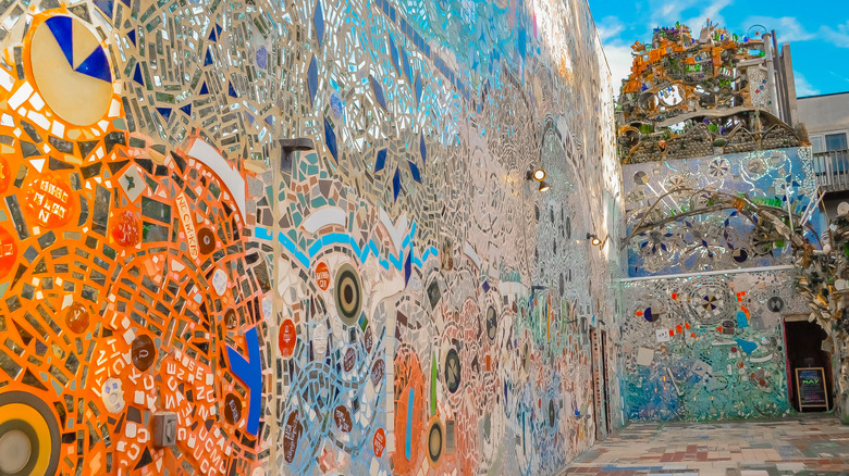 A mosaic-filled wall at Philadelphia's Magic Gardens