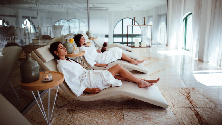 Women relaxing at a resort