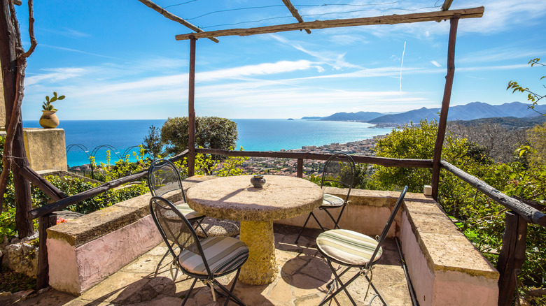 Balcony with a view of the Ligurian coast from Verezzi