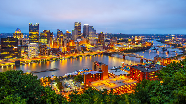 Pittsburgh at nighttime viewed from Mount Washington