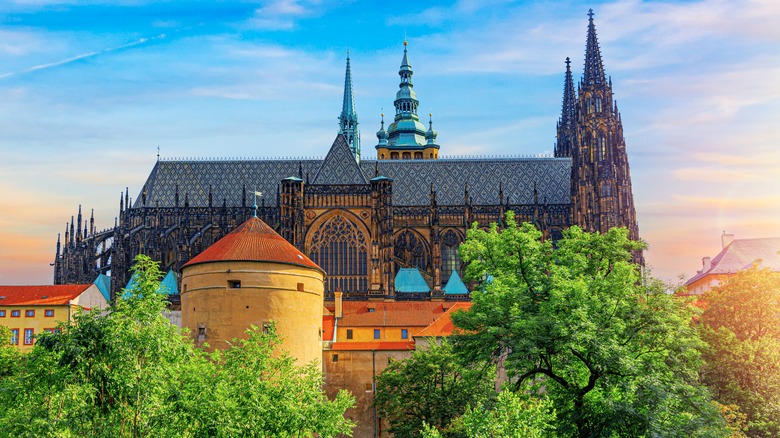 Prague castle at sunset