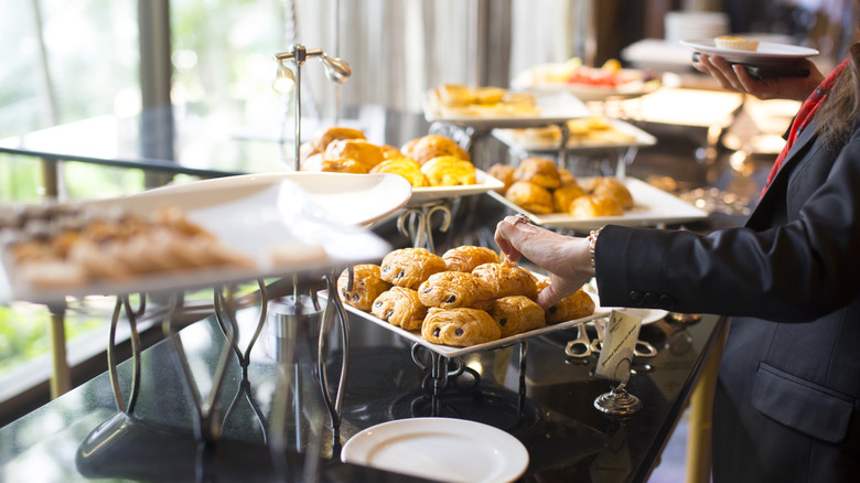 Person at hotel buffet