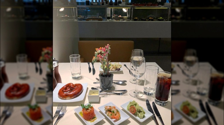 A dining table at Lufthansa First Class Terminal lounge