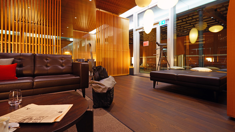 The interior of the Swiss First Class Lounge, Zurich International Airport