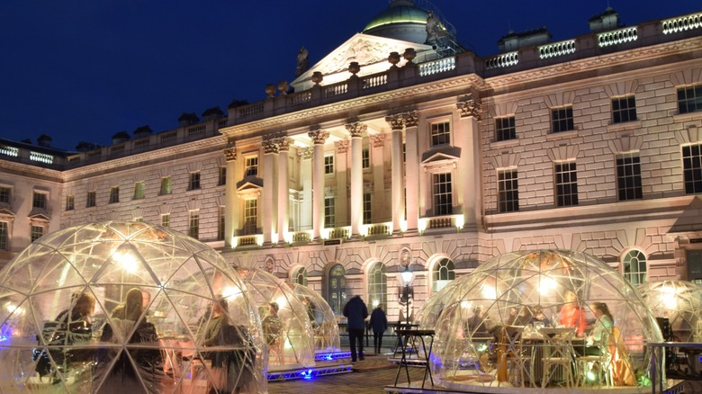 Igoo dining in front of Somerset House in the UK