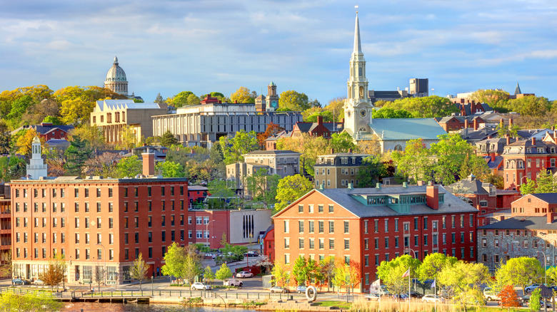 Colorful buildings and foliage in Providence, Rhode Island