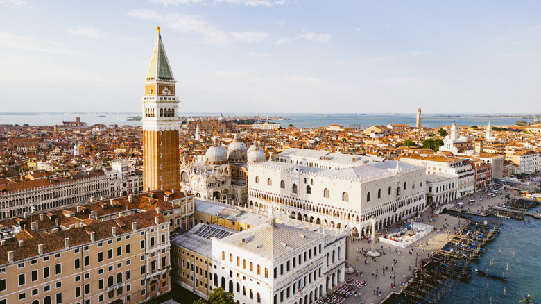 An aerial view of Venice.