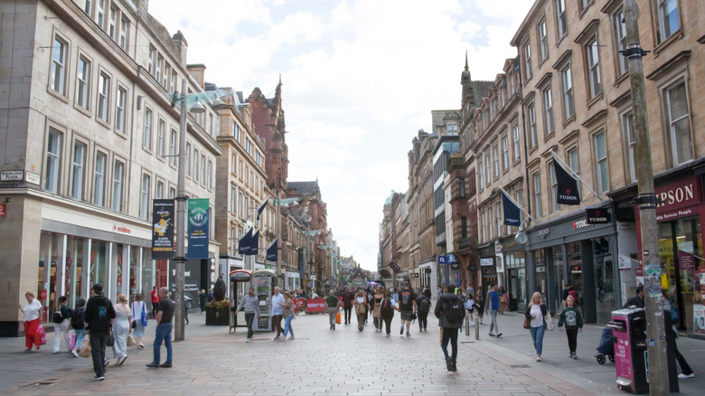 A busy street in Glasgow, Scotland