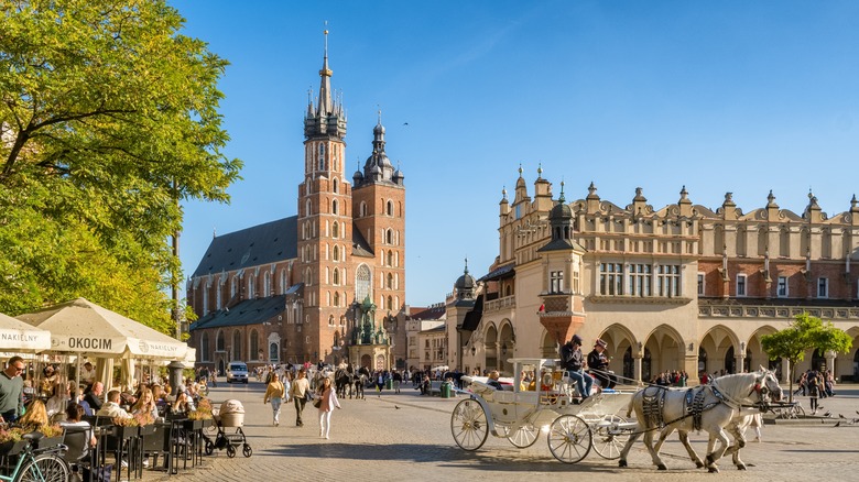 City square in Kraków, Poland 