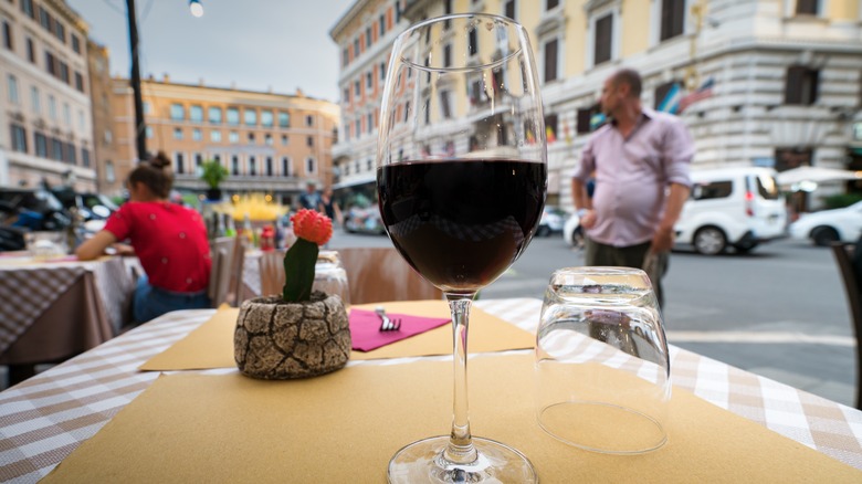 Glass of red wine in Rome