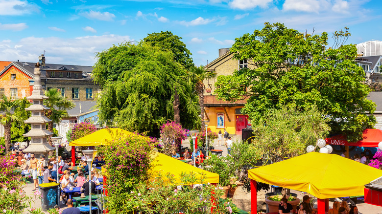 Tents and trees in Copenhagen's Freetown Christiania