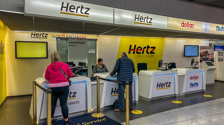 A Hertz rental car kiosk