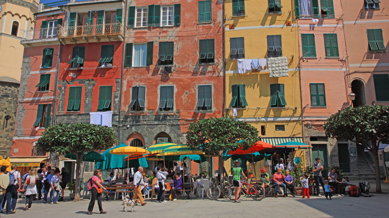 painted buildings vernazza street