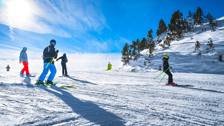 Skiers on Andorran slopes