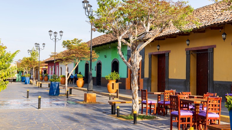 Granada, Nicaragua, street of vibrant restaurants