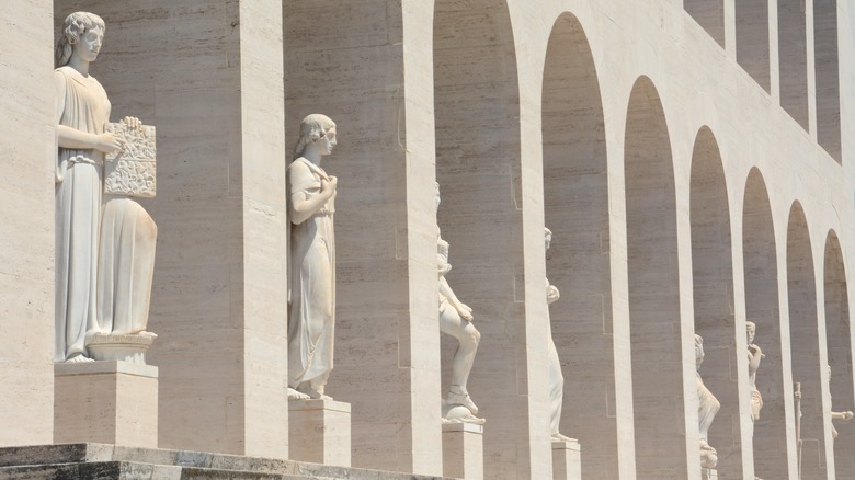 Statues in the archways of the Palazzo della Civiltà Italiana in Rome