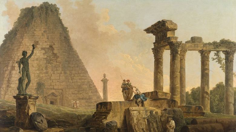 Cestius pyramid in vintage image