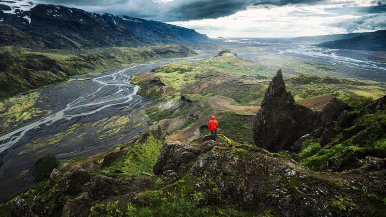 lone hiker in iceland storm