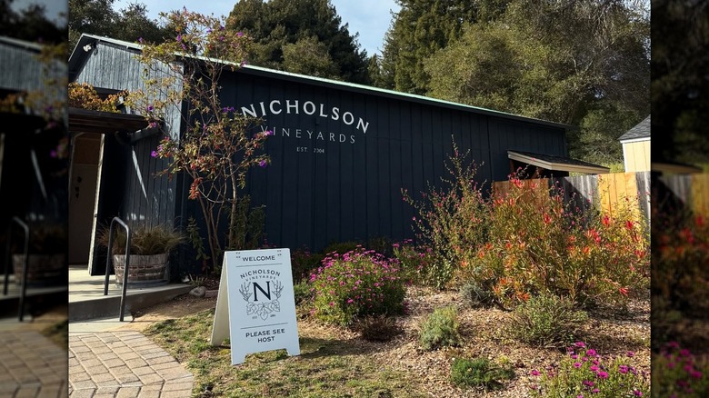 Industrial facade of Nicholson Vineyards in Corralitos, California