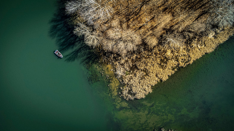 An aerial view of Greenleaf State Park in Oklahoma