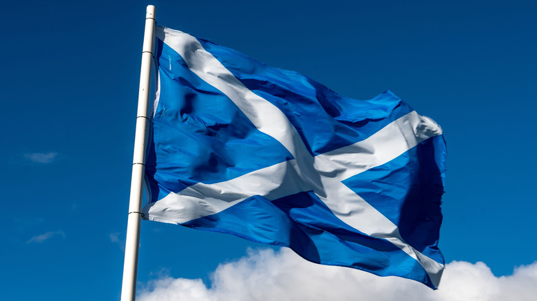 Scotland flag waving in the breeze