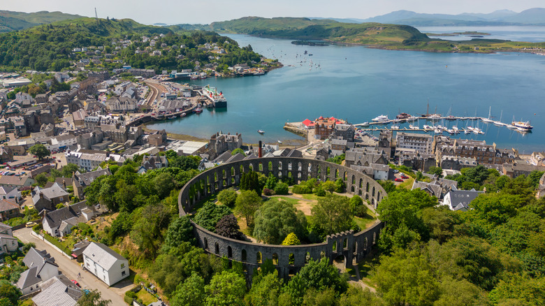 Bird's eye view of McCaig's Tower overlooking Oban