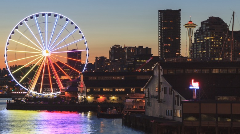 Seattle's waterfront at sunset